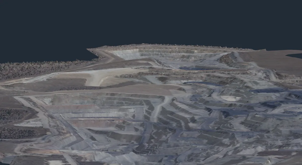 Textured triangulated mine surface rendered in Incline.