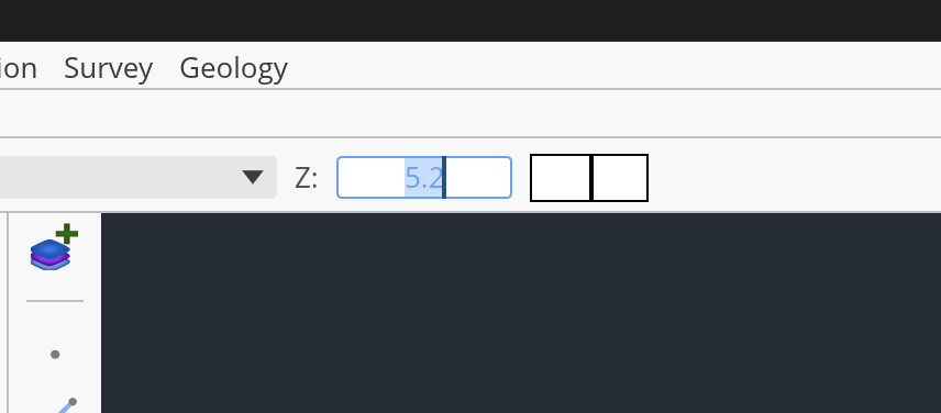 Incline top toolbar with the Z elevation entry field highlighted before drawing.