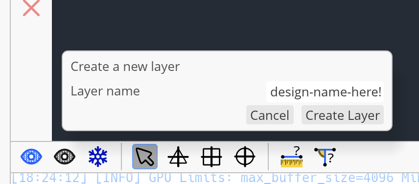 Incline Create a new layer dialog with a layer name field and Create Layer button.